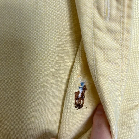 Polo Ralph Lauren Classic Fit Oxford Yellow Button Down Long Sleeve‎ Shirt Large - Picture 5 of 7
